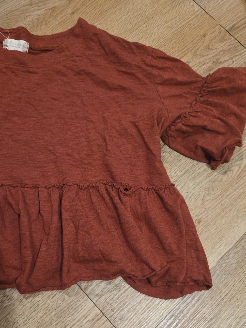 Altar'd State Rust Red Ruffle Peplum Crop Top - Picture 4 of 5